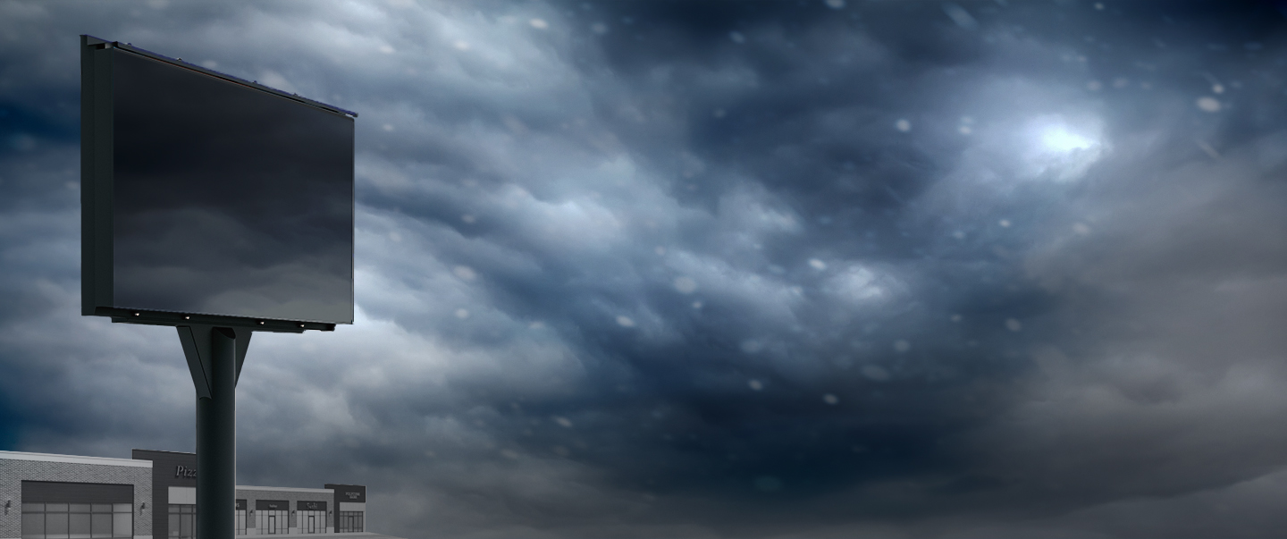 Écran herri sous une tempête de neige